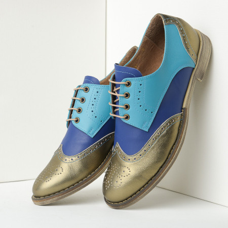 Kožne ženske cipele B15/36 plave/metalik