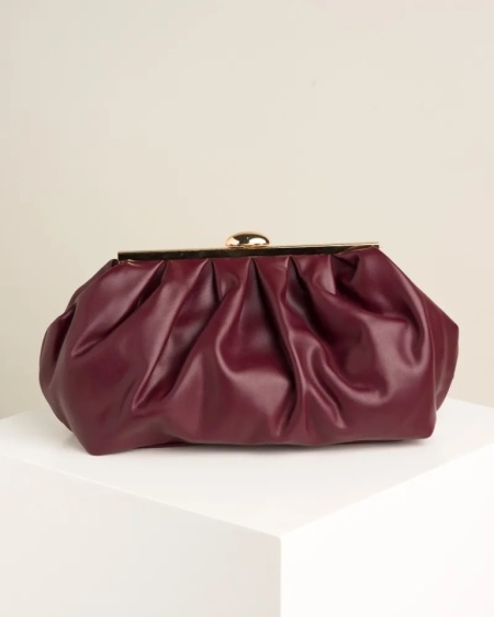 Ženska bordo clutch torbica sa zlatnim detaljima, slika 2