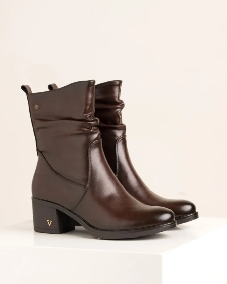 Ženske braon kratke čizmice na debelu petu, slika 3