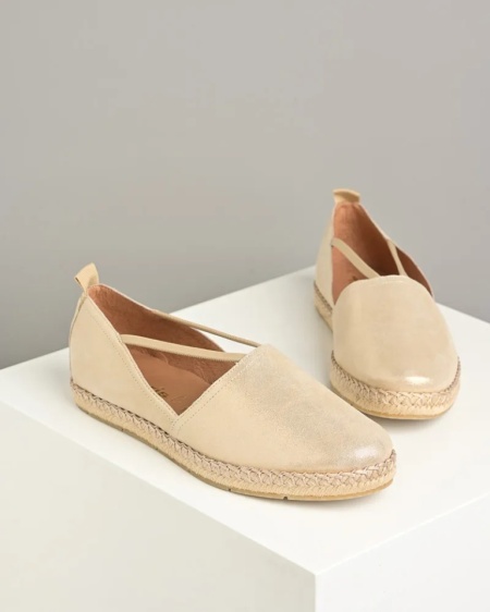 Šampanj boje kožne ženske espadrile, slika 5