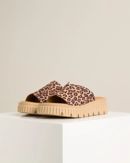 Kožne ženske papuče na debelom đonu, leopard print, slika 6
