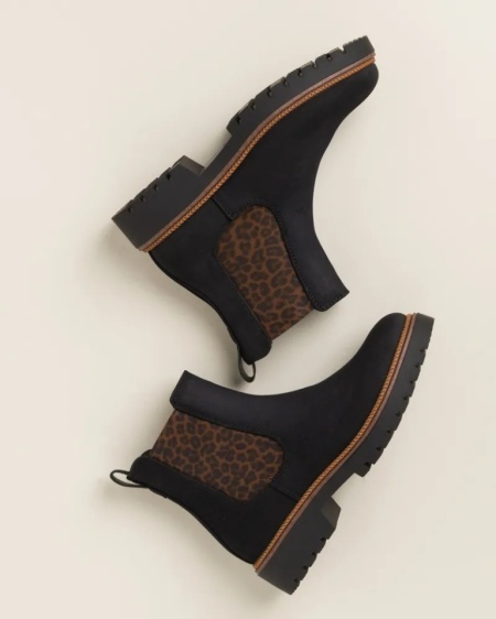 Ženske poluduboke čizme, crne boje, leopard detalj, slika 9