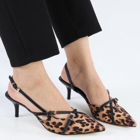 Ženske sandalete na štiklu, leopard print, slika 1