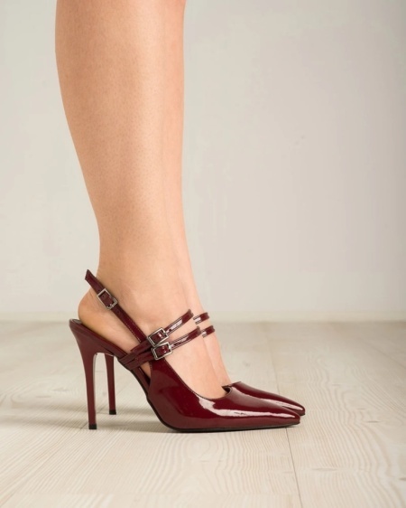 Bordo slingback cipele na štiklu, slika 2