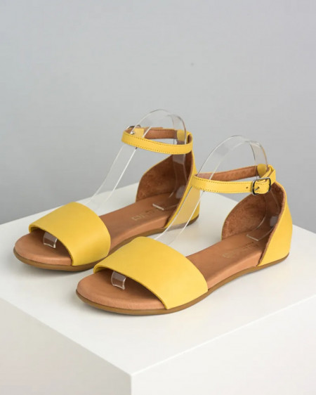 Ženske kožne ravne sandale žute, slika 4