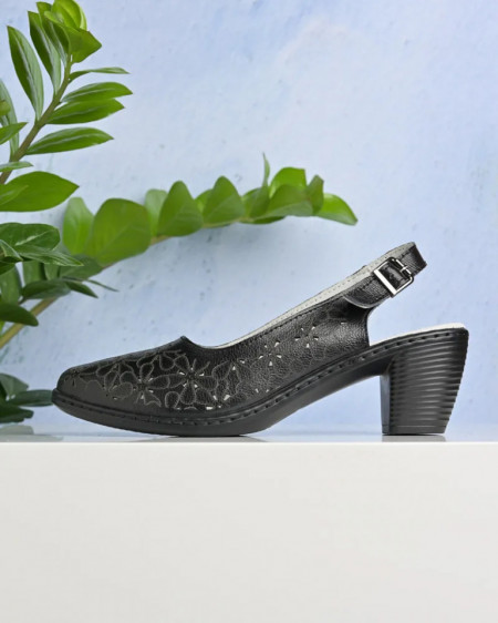 Crne sandalete za žene sa manjom štiklom, slika 4