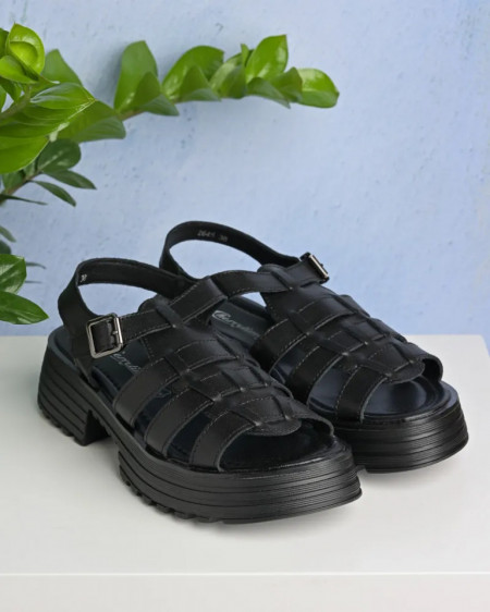 Crne kožne sandale sa kaišićima, slika 7