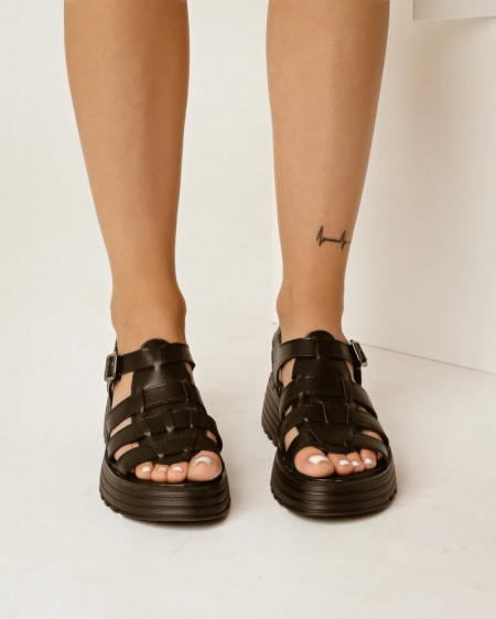 Crne kožne sandale sa kaišićima, slika 2