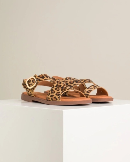 Ženske ravne sandale sa licem od prirodne kože, brend Marila, leopard print, slika 8