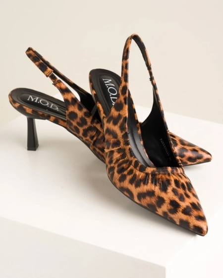 Ženske sandale sa zatvorenim prstima, na štiklu, leopard print, slika 3