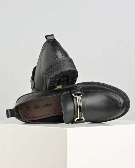 Kožne cipele na debelom đonu 2171-1 crne, slika 2