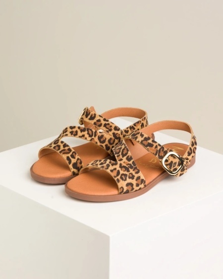 Ženske ravne sandale sa licem od prirodne kože, brend Marila, leopard print, slika 2
