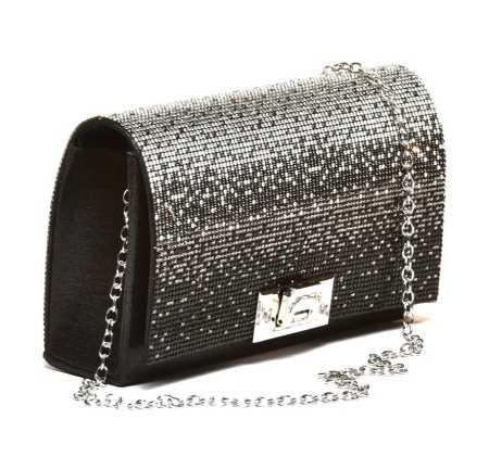 Elegantna torbica sa podesivim kaiš lancem T022553 crna