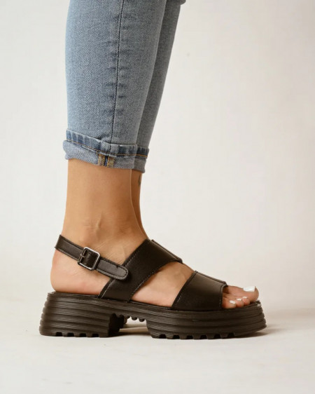 Džombaste crne sandale od kože, slika 4