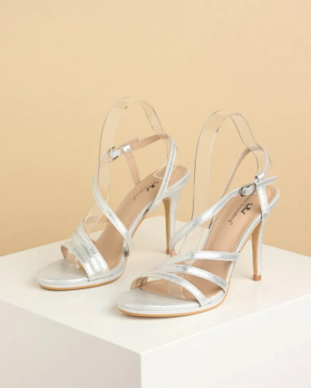 Elegantne sandale na štiklu, srebrna boja,slika 2