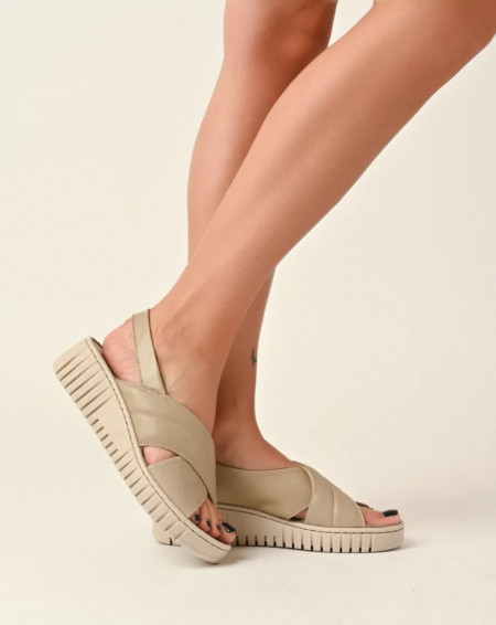 Kožne ženske sandale 351025 bež