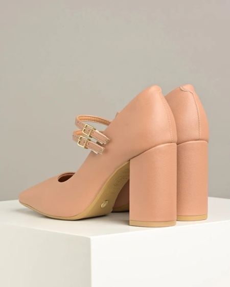 Cipele na debelu petu sa kaišem preko risa u drap boji, brend Vizano, slika 5