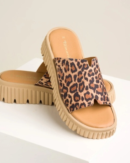 Kožne ženske papuče na debelom đonu, leopard print, slika 7
