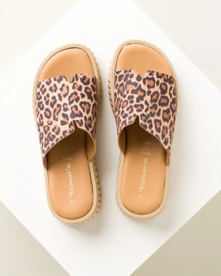 Kožne ženske papuče na debelom đonu, leopard print, slika 11
