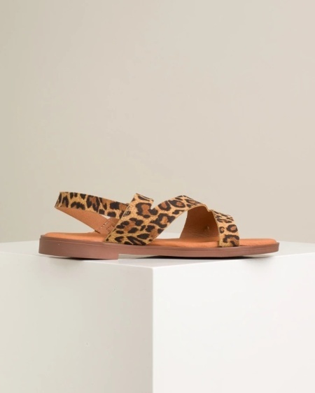 Ženske ravne sandale sa licem od prirodne kože, brend Marila, leopard print, slika 7