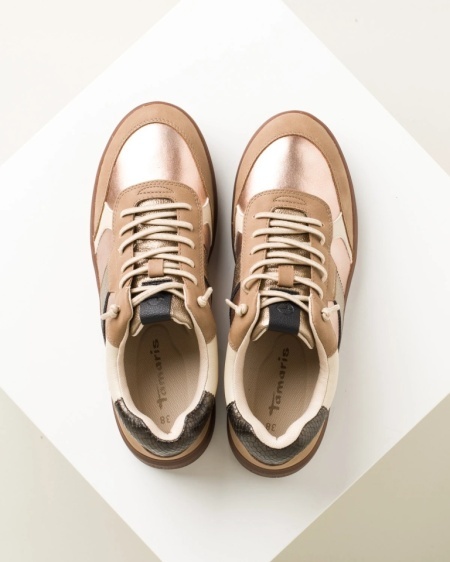 Ženske bež patike brenda Tamaris, sa metalik detaljima, slika 11