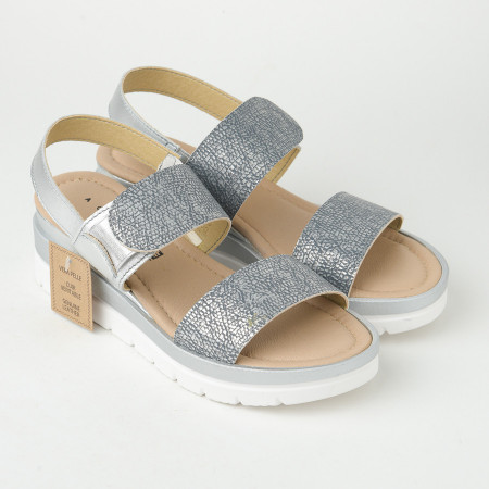 Kožne ženske sandale ZR05 sivo-srebrne