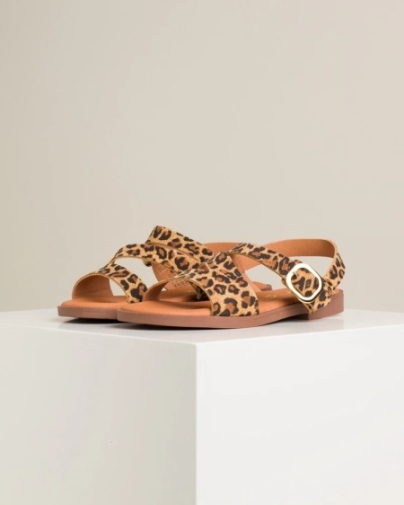 Ženske ravne sandale sa licem od prirodne kože, brend Marila, leopard print, slika 5