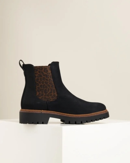 Ženske poluduboke čizme, crne boje, leopard detalj, slika 3