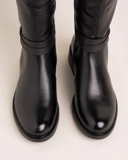Ženske ravne duboke čizme, crne boje, slika 1