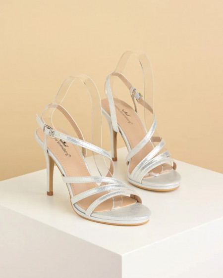 Elegantne sandale na štiklu, srebrna boja,slika 1