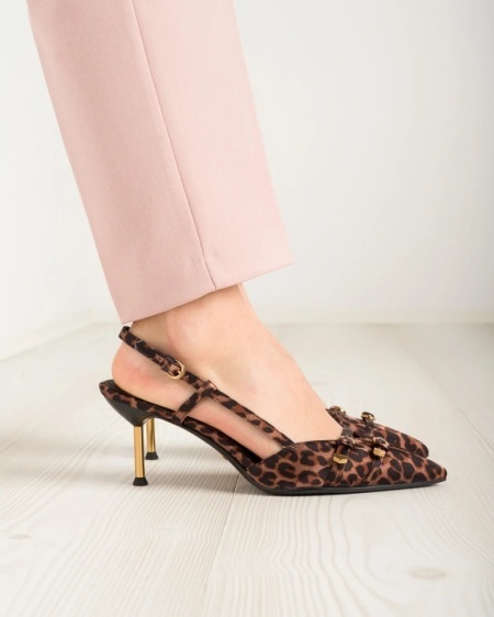 Ženske sandalete u špic, sa zlatnom štiklom, leoprad print, brend Tamaris, slika 4