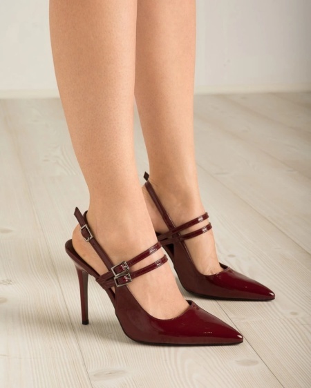 Bordo slingback cipele na štiklu, slika 6