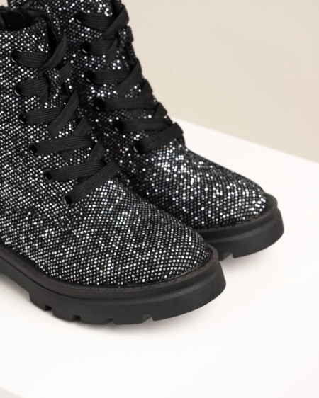 Dečije kratke martinke sa gliterom, crne, slika 2