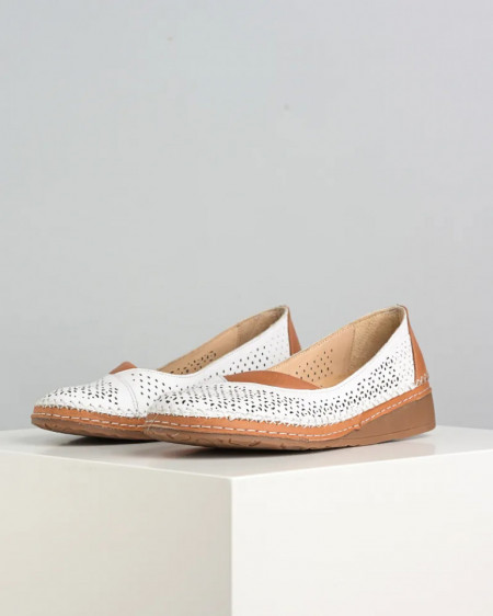 Bele kožne ženske cipele Vidra leder, slika 1