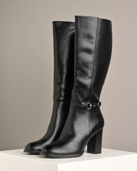 Ženske crne duboke čizme na štiklu, slika 2