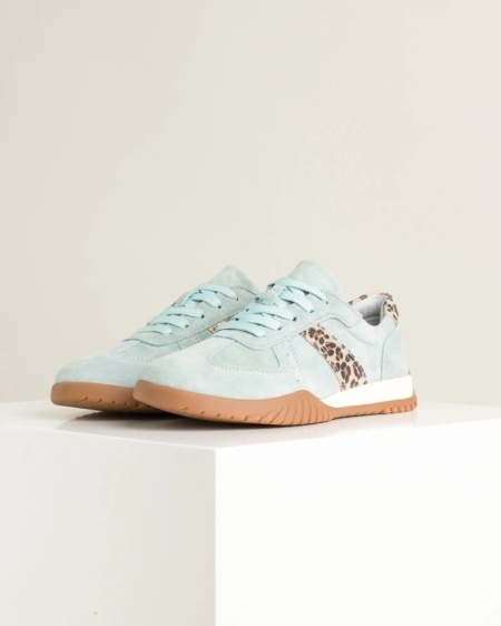 Ženske kožne patike od velura u mint boji, leopard detalji, slika 2