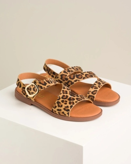 Ženske ravne sandale sa licem od prirodne kože, brend Marila, leopard print, slika 3