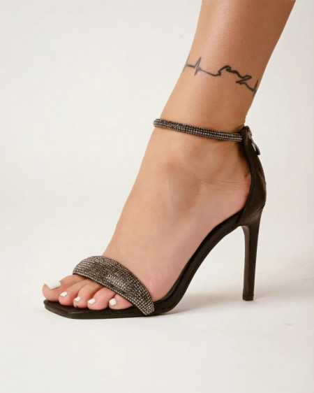 Ženske sandale na štiklu S56 crne