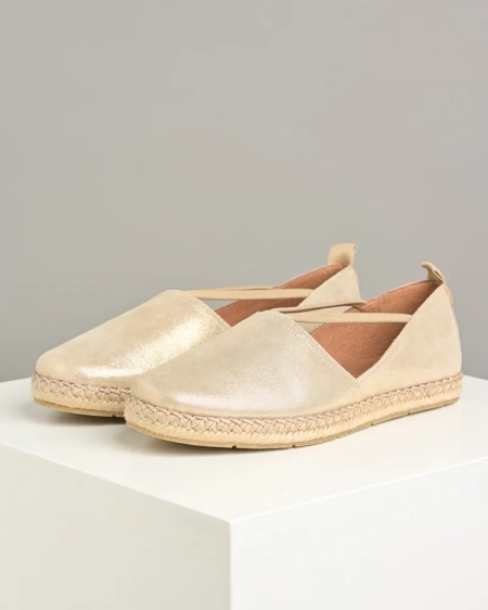 Šampanj boje kožne ženske espadrile, slika 4