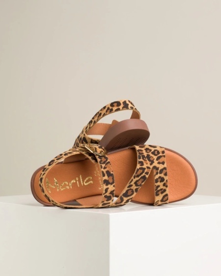 Ženske ravne sandale sa licem od prirodne kože, brend Marila, leopard print, slika 10