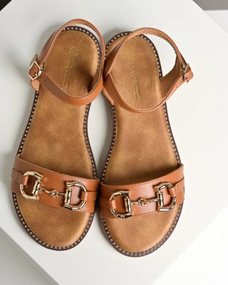 Ženske ravne sandale u kamel boji, slika 7