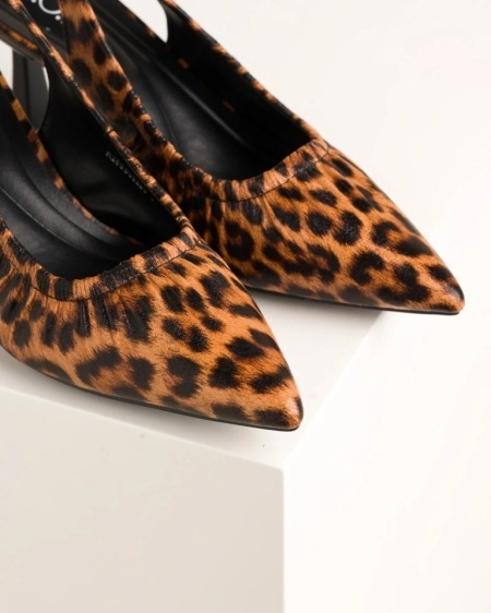 Ženske sandale sa zatvorenim prstima, na štiklu, leopard print, slika 5