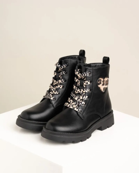 Dečije martinke sa leopard detaljima, crne, slika 1