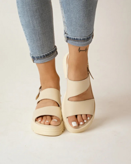 Džombaste bele sandale od kože, slika 3