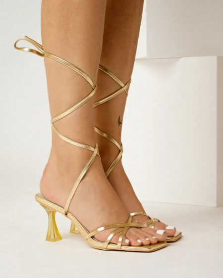 Zlatne ženske sandale na štiklu Favorito, slika 4