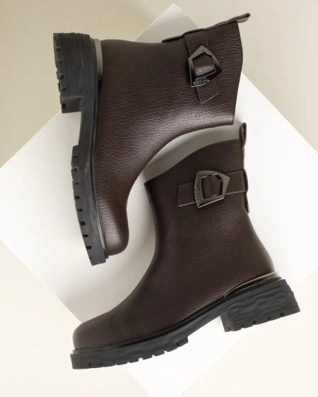 Ženske poluduboke čizme, sa srebrnim detaljima, braon boje, slika 12
