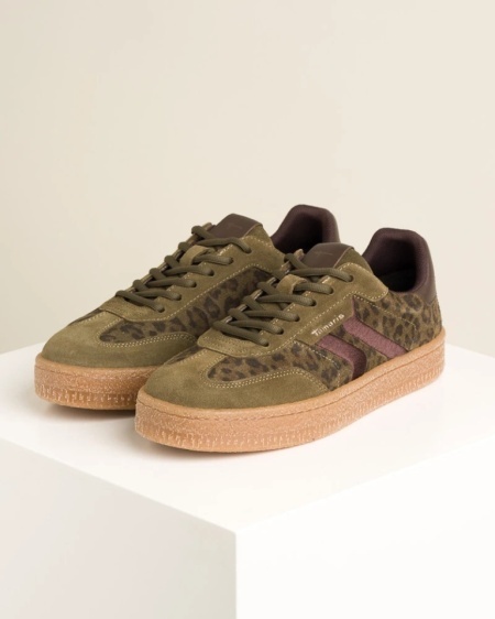 Ženske maslinaste kožne patike sa leopard printom, Tamaris, slika 3