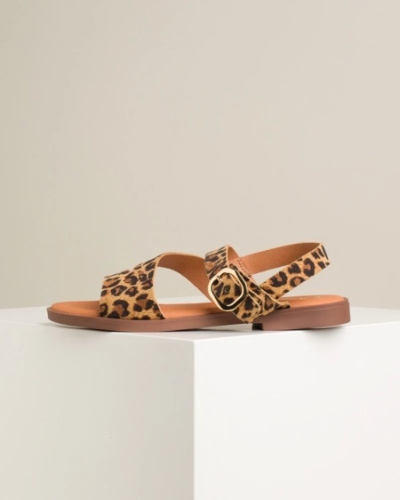 Ženske ravne sandale sa licem od prirodne kože, brend Marila, leopard print, slika 6