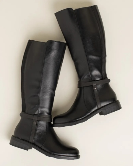 Ženske ravne duboke čizme, crne boje, slika 3