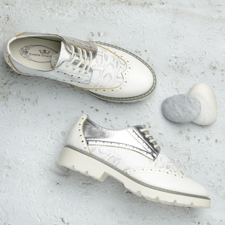 Cipele oksfordice C2110 belo srebrne
